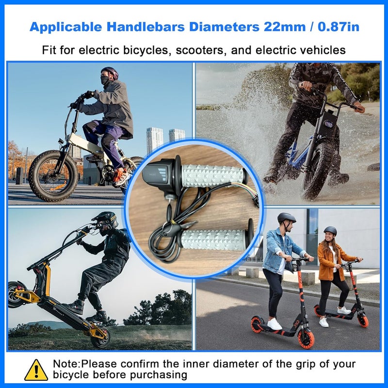 Hizoncore Full Twist Throttle Fits for Ridstar Q20, 48V True Plug and Play Taper Handles Ebike Throttle 3 Pin Easy Installation, LCD Display with Key Lock, Throttle Grips for Ebike Motorcycle Scooter - Image 5